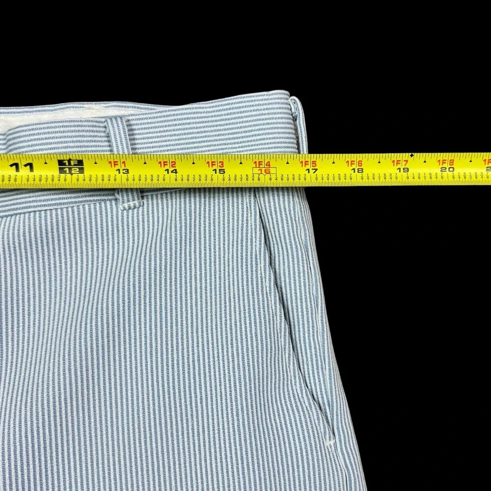 Vintage 60s 70s Talon Zipper Blue/White Seersucker Pants Men's 33x27.75 FLAWS‎